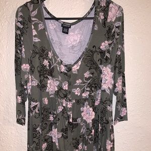 Olive floral babydoll top